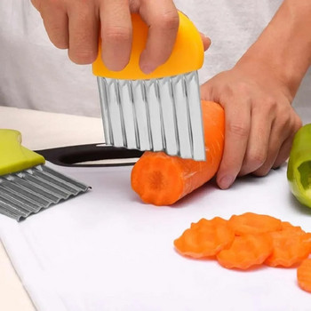 Μαχαίρι μαχαιριού τσακισμένου κοπής πατατών από ανοξείδωτο ατσάλι για ζύμη με πατατάκια λαχανικών φρούτων με κυματιστή κοπή γρήγορα