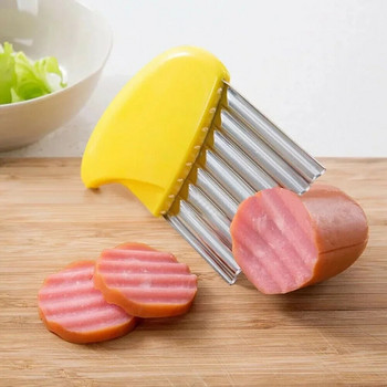 Пържени картофи Crinkle Wavy Slicer Нож от неръждаема стомана Кухненски инструменти за тесто за картофен чипс Зеленчуков плод Бързо рязане Wavy Slicer