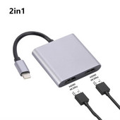 USB C Hub Type-c σε Dual HDMI Docking Station 2 in 1/4 in 1 Type-C to Dual HDMI Adapter Screen Expansion Συμβατό με HDMI