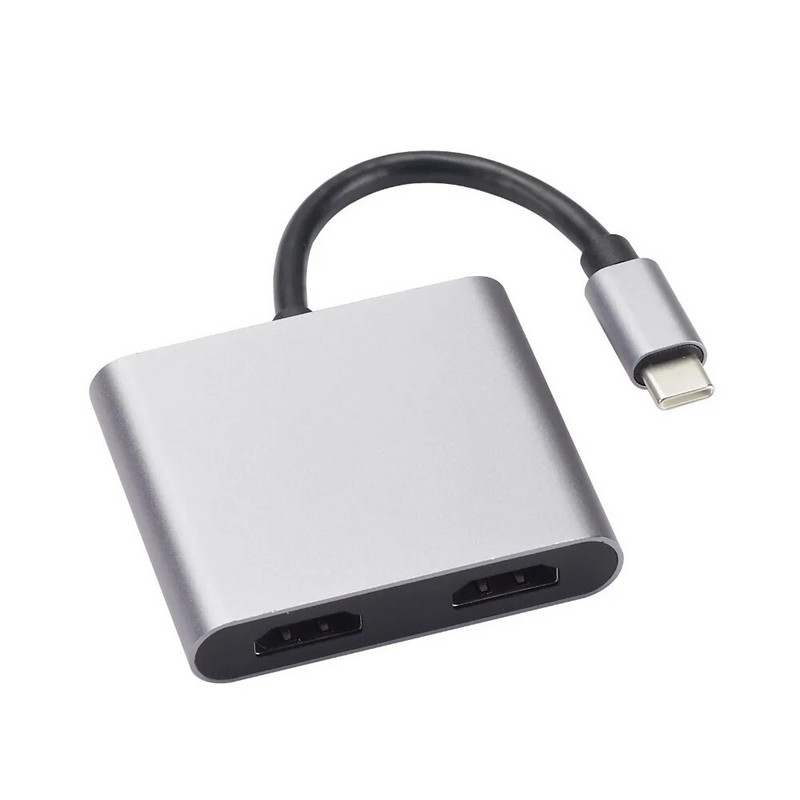 C tipo USB C šakotuvas su dviguba HDMI doko doko stotele 2 in 1/4 in 1 Type-C su dvigubu HDMI adapteriu Ekrano išplėtimas Su HDMI suderinamas