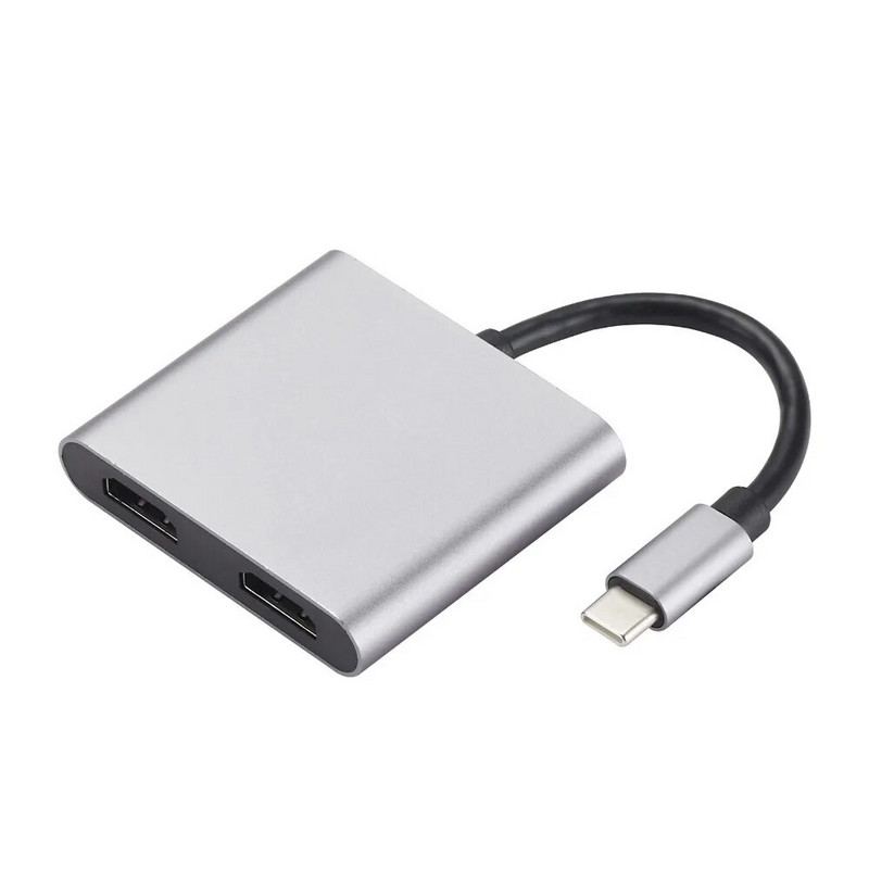 C tipo USB C šakotuvas su dviguba HDMI doko doko stotele 2 in 1/4 in 1 Type-C su dvigubu HDMI adapteriu Ekrano išplėtimas Su HDMI suderinamas