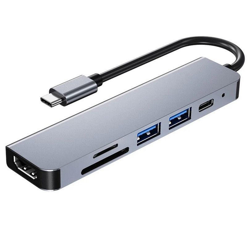 6 in 1 USB HUB C type-c HUB USB C prie USB 3.0 HDMI suderinamas dokas, skirtas MacBook Pro, skirtas Nintendo Switch USB-C Type C 3.0 skirstytuvui