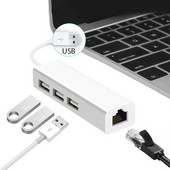 USB eternetas su 3 prievadų USB HUB 2.0 + RJ45 Lan tinklo plokštės USB į Ethernet adapteris, skirtas Mac iOS Android PC RTL8152 USB 2.0 koncentratorius