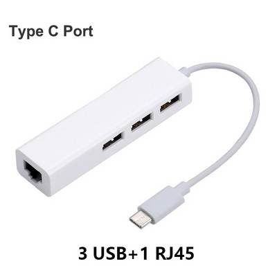 USB eternetas su 3 prievadų USB HUB 2.0 + RJ45 Lan tinklo plokštės USB į Ethernet adapteris, skirtas Mac iOS Android PC RTL8152 USB 2.0 koncentratorius