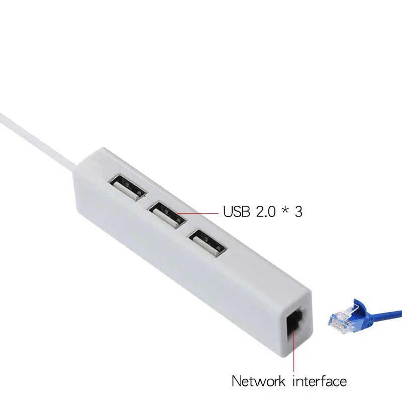 USB Ethernet cu 3 porturi USB HUB 2.0 + RJ45 Placă de rețea LAN Adaptor USB la Ethernet pentru Mac iOS Android PC RTL8152 USB 2.0 HUB