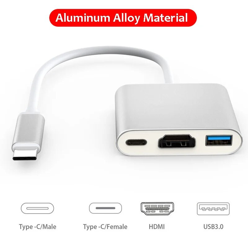TurboTech USB C centrmezgls uz HDMI, C tipa USB adaptera dokstacija ar PD operētājsistēmai MacBook Pro Air Samsung Galaxy S8 S9 S10 piezīme 8 9 10 Android