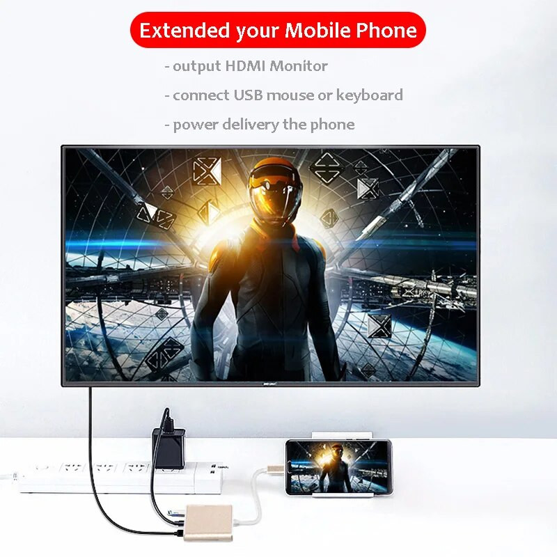 TurboTech USB C centrmezgls uz HDMI, C tipa USB adaptera dokstacija ar PD operētājsistēmai MacBook Pro Air Samsung Galaxy S8 S9 S10 piezīme 8 9 10 Android