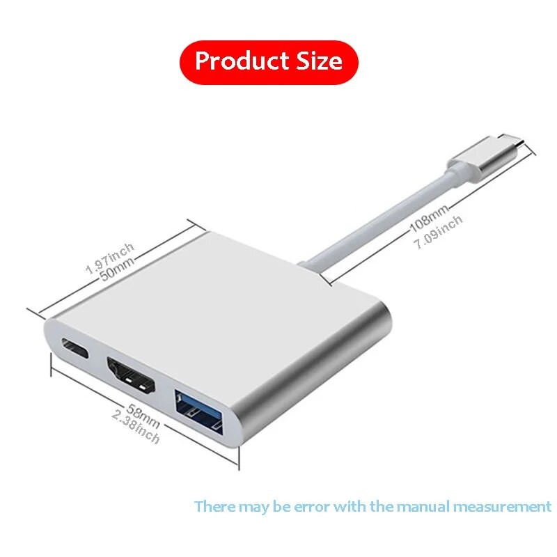 TurboTech USB C centrmezgls uz HDMI, C tipa USB adaptera dokstacija ar PD operētājsistēmai MacBook Pro Air Samsung Galaxy S8 S9 S10 piezīme 8 9 10 Android