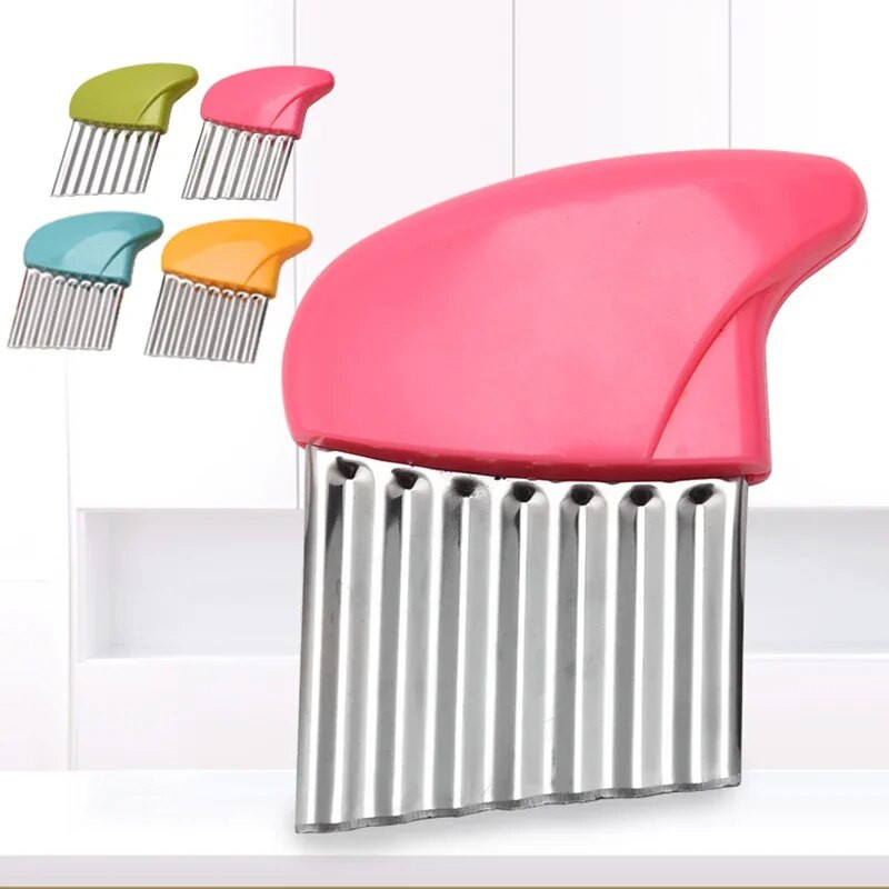 Cuțit de cartofi din oțel inoxidabil în formă de val Cartofi prăjiți Tăiător de chipsuri de cartofi Morcovi Fantezie de tăiat legume Accesorii de bucătărie