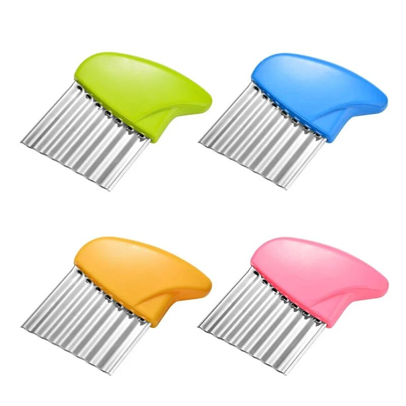 Cuțit de cartofi din oțel inoxidabil în formă de val Cartofi prăjiți Tăiător de chipsuri de cartofi Morcovi Fantezie de tăiat legume Accesorii de bucătărie