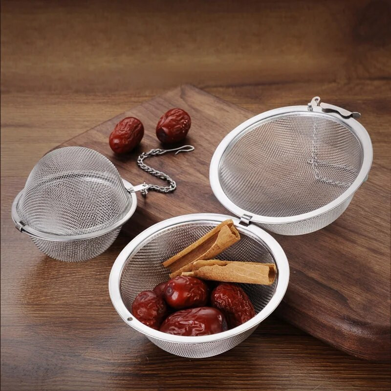 1 vnt 304 nerūdijančio plieno prieskonių arbatos kamuoliukas arbatos infuzinis sferinis fiksavimo sietelis tinklelio infuzinis arbatos filtras koštuvai Virtuvės įrankiai