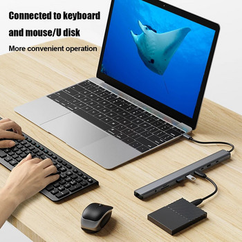 USB C докинг станция Връзки за слушалки/високоговорители Hub Dongle SD/TF Card Reader 10-в-1 Multiport RJ45 Gigabit Ethernet за Macbook Huawei