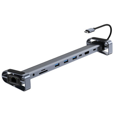 USB C doko ausinių/garsiakalbių jungtys Hub Dongle SD/TF kortelių skaitytuvas 10-in-1 Multiport RJ45 Gigabit Ethernet, skirtas Macbook Huawei