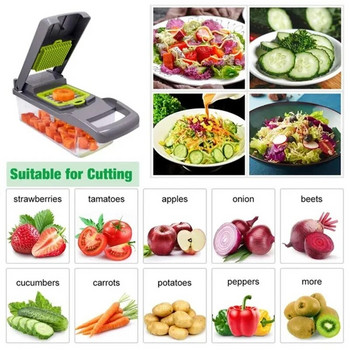 Vegetable Chopper 11-in-1 Veggie Choppers Spiralizer Vegetable Slicer Food Choppers with Container Fruit Dicer for Onion Potato