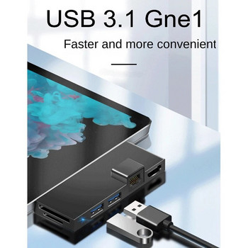 Για Surface Pro 4 5 6 Docking Station Hub με 4K-συμβατή συσκευή ανάγνωσης καρτών TF Gigabit Ethernet 2 USB 3.1 Gen 1 Port