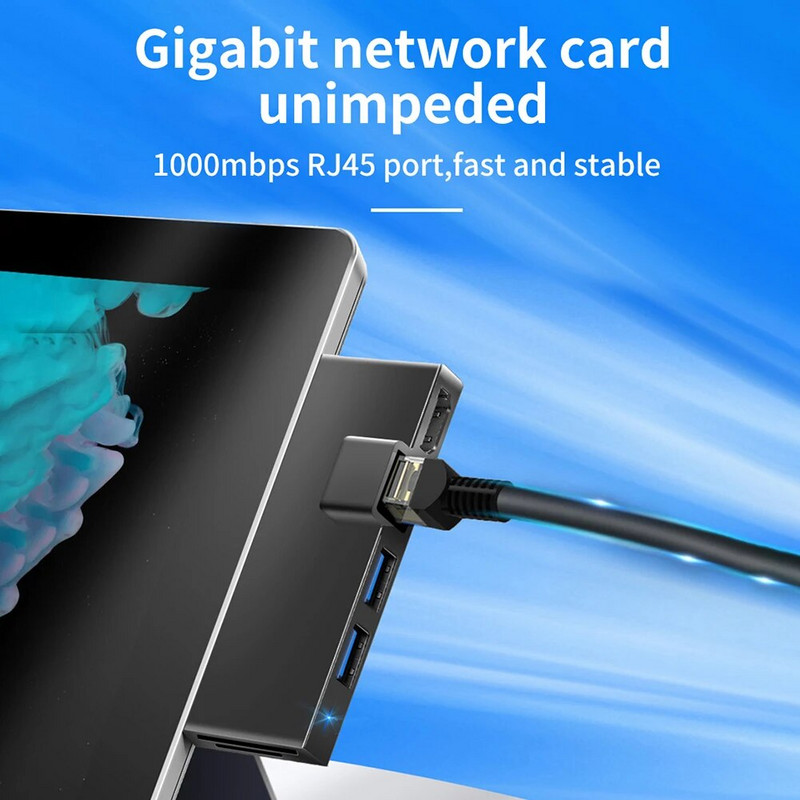 6-ühes dokkimisjaama jaotur TF-kaardilugeja dokkimisjaama kõvaketta tööriista paljundusseade Microsoft Surface Pro jaoks 5 4 3