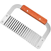 Nerūdijančio plieno bulvių pjaustyklė Didelio našumo banguotų raukšlių pjaustymo įrankiai su medine rankena daržovių pjaustyklės Virtuvės įrankiai