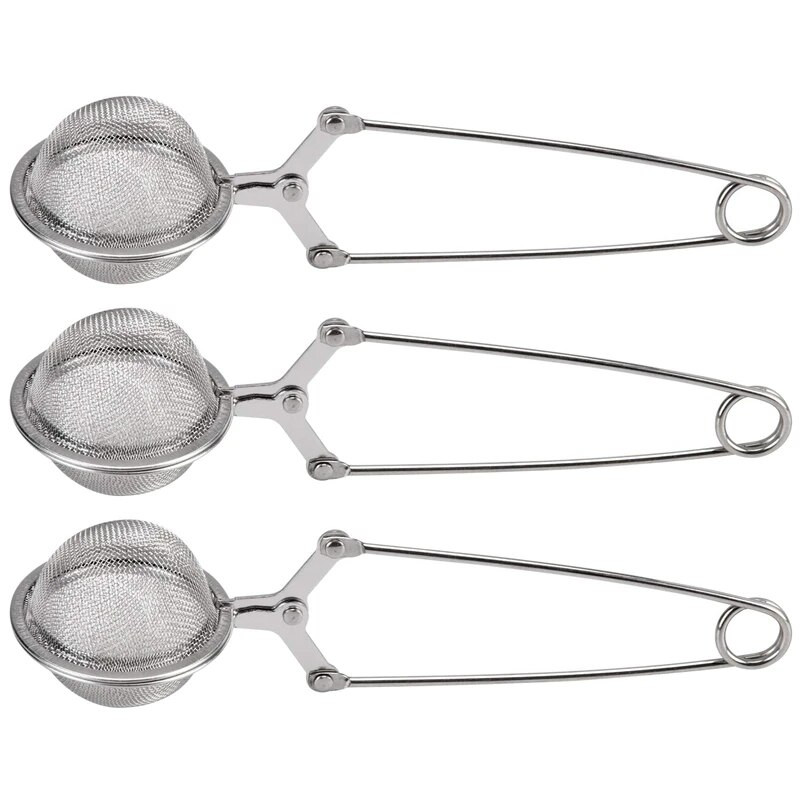 KUUM MÜÜK, 3 paki palliga teesõel roostevabast terasest teesõel käepidemega lahtise tee jaoks peene võrguga teepallide filtriga infusioon