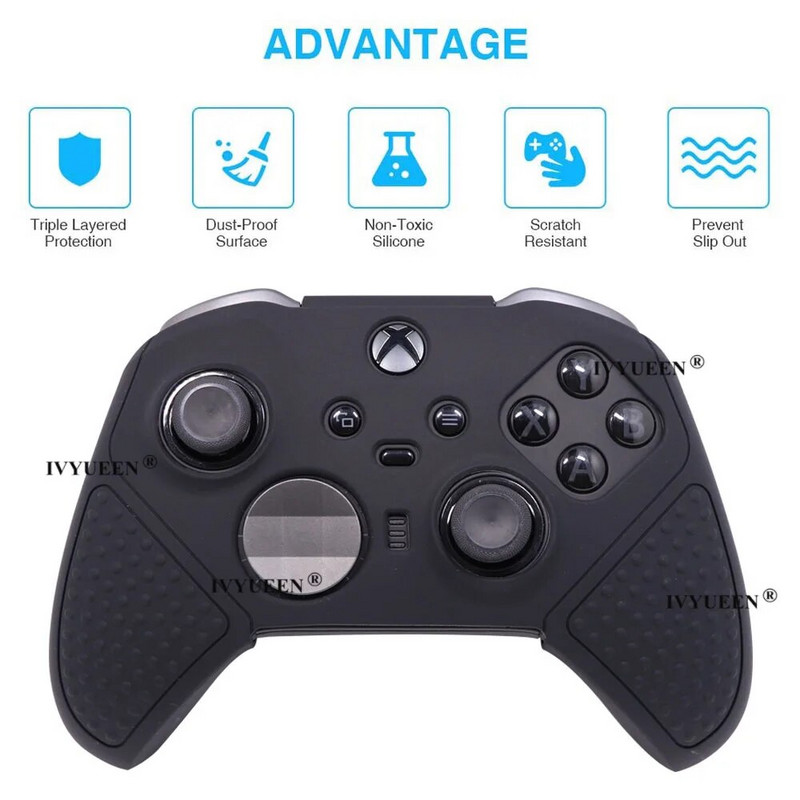 IVYUEEN Piele de protecție moale anti-alunecare pentru XBox Elite Series 2 S2 Core Controller Husă din silicon Grip MixColor Husă de protecție