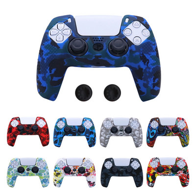 Protuklizna silikonska navlaka Skin Case za PlayStation 5 PS5 Dualsense Controller Mekana zaštita s nitnama i držačima za palac