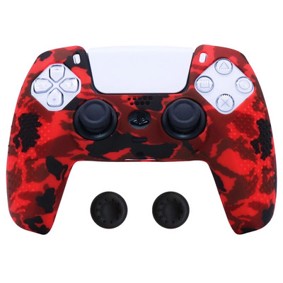 Pretslīdes silikona apvalks PlayStation 5 PS5 Dualsense kontrollerim, mīksts radžots aizsargs ar īkšķu satvērējiem