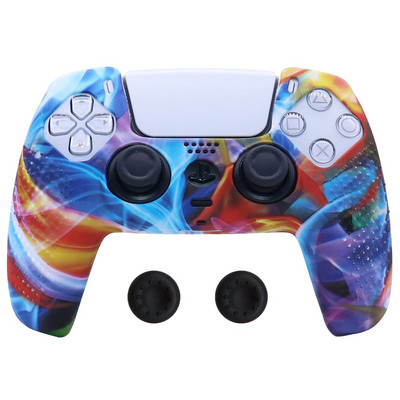 Pretslīdes silikona apvalks PlayStation 5 PS5 Dualsense kontrollerim, mīksts radžots aizsargs ar īkšķu satvērējiem
