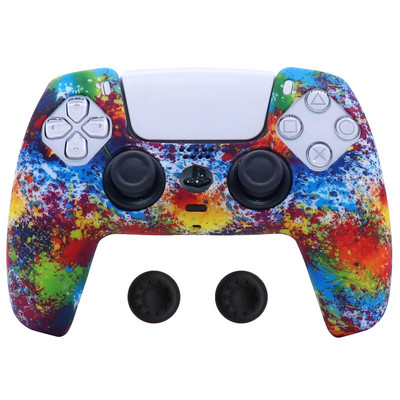 Pretslīdes silikona apvalks PlayStation 5 PS5 Dualsense kontrollerim, mīksts radžots aizsargs ar īkšķu satvērējiem