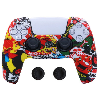 Pretslīdes silikona apvalks PlayStation 5 PS5 Dualsense kontrollerim, mīksts radžots aizsargs ar īkšķu satvērējiem