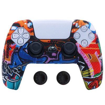 Pretslīdes silikona apvalks PlayStation 5 PS5 Dualsense kontrollerim, mīksts radžots aizsargs ar īkšķu satvērējiem