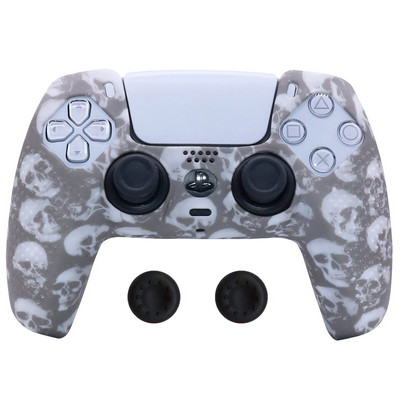 Pretslīdes silikona apvalks PlayStation 5 PS5 Dualsense kontrollerim, mīksts radžots aizsargs ar īkšķu satvērējiem