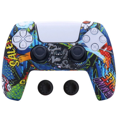 Pretslīdes silikona apvalks PlayStation 5 PS5 Dualsense kontrollerim, mīksts radžots aizsargs ar īkšķu satvērējiem