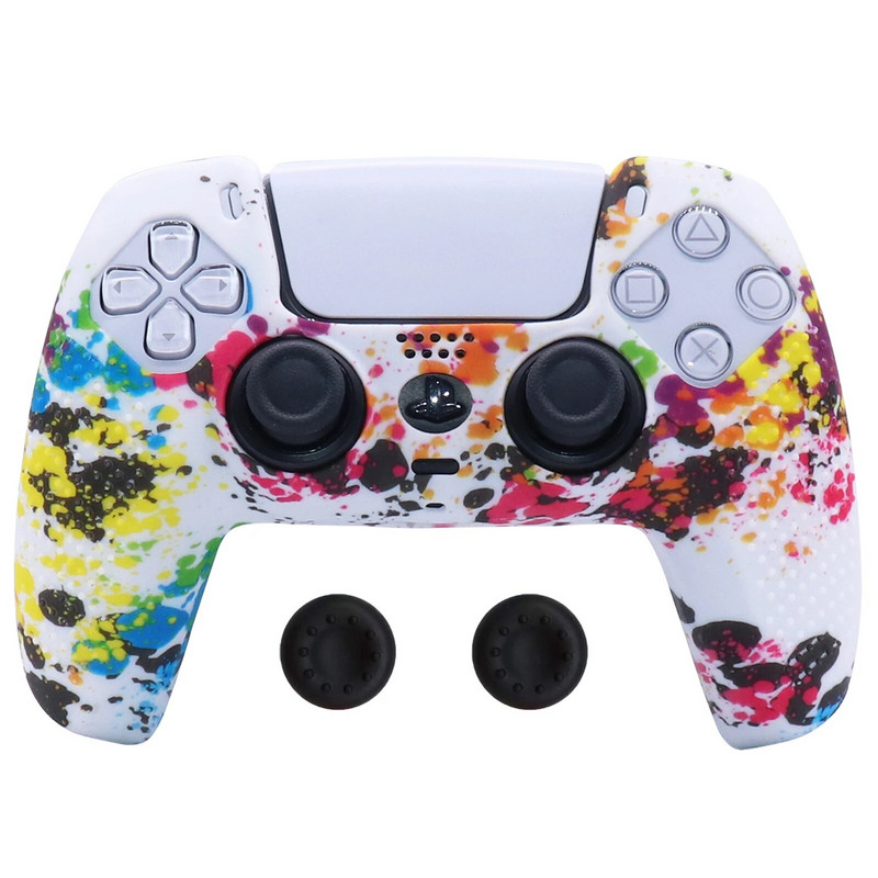 Protuklizna silikonska navlaka Skin Case za PlayStation 5 PS5 Dualsense Controller Mekana zaštita s nitnama i držačima za palac