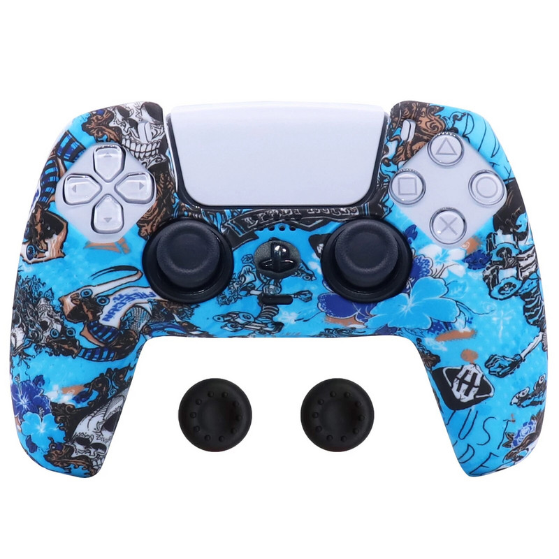 Protuklizna silikonska navlaka Skin Case za PlayStation 5 PS5 Dualsense Controller Mekana zaštita s nitnama i držačima za palac
