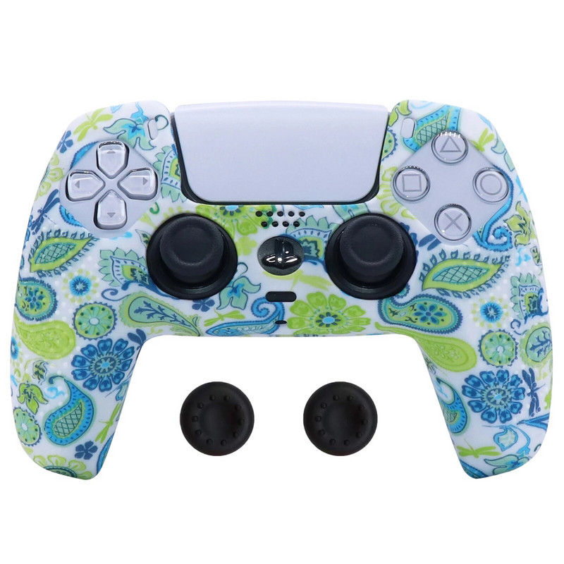 Protuklizna silikonska navlaka Skin Case za PlayStation 5 PS5 Dualsense Controller Mekana zaštita s nitnama i držačima za palac