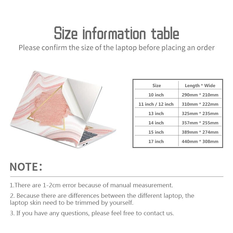 „Pasidaryk pats“ nešiojamojo kompiuterio dangtelių lipdukai nešiojamojo kompiuterio PVC danga 13.3"14"15.6"17.3" vinilo lipdukai, skirti Macbook/Lenovo/Asus/HP/Dell Decorate Decal