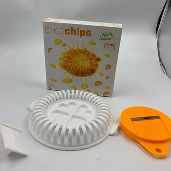 Φούρνος μικροκυμάτων Κατασκευαστής λίπους πατατών πατατών Apple Fruit Fruit Potato Crisp Slicer Snack Maker Σετ DIY Δίσκος Εργαλείο κουζίνας Τυχαίο χρώμα