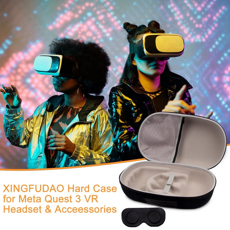 Carcasă de depozitare EVA rigidă Cutie de transport de călătorie pentru Meta Quest 3 Elite Strap Ochelari VR Genți cu fermoar pentru Accesorii Meta Quest 3 VR