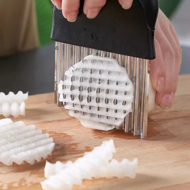 Κόφτης πατατών από ανοξείδωτο ατσάλι Κόφτης ζύμης λαχανικών φρούτων τσαλακωμένο κυματιστό μαχαίρι κοπής πατάτας κόφτης πατάτας Εργαλεία κουζίνας