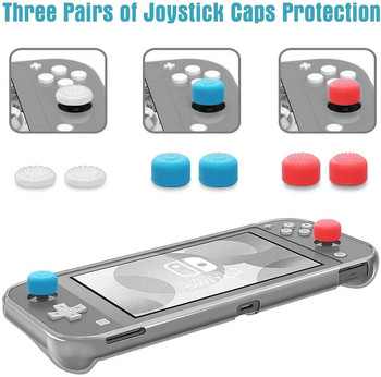 HEYSTOP Συμβατό με θήκη μεταφοράς Nintendo Switch Lite με κιτ αξεσουάρ, προστατευτικό οθόνης από σκληρυμένο γυαλί 6 Καπάκι λαβής αντίχειρα