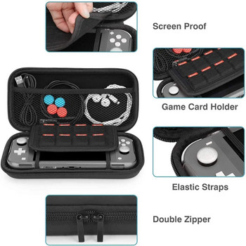 HEYSTOP Συμβατό με θήκη μεταφοράς Nintendo Switch Lite με κιτ αξεσουάρ, προστατευτικό οθόνης από σκληρυμένο γυαλί 6 Καπάκι λαβής αντίχειρα