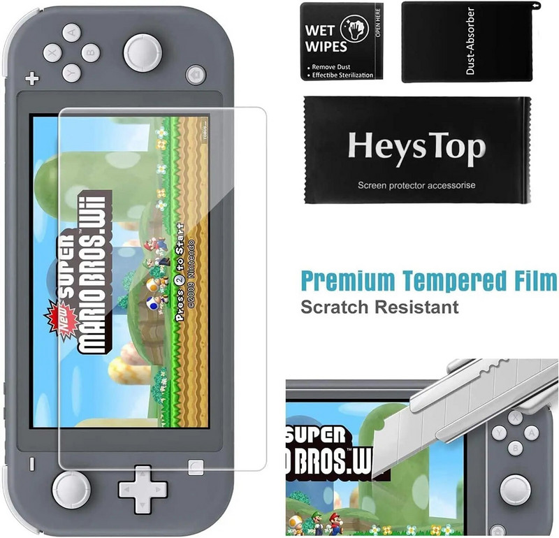 HEYSTOP suderinamas su Nintendo Switch Lite nešiojimo dėklu su priedų rinkiniu, grūdinto stiklo ekrano apsauga, 6 nykščio rankena