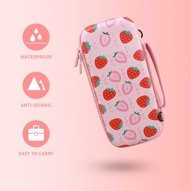 „Strawberry“ nešiojamas EVA laikymo krepšys, skirtas „Nintendo Switch“ konsolės dėklui, skirtas „Nintend Switch NS“ valdiklio krepšiui, žaidimų priedams