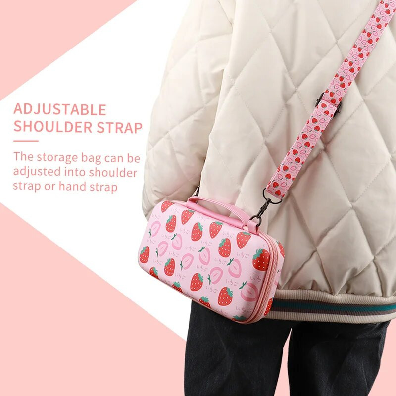 „Strawberry“ nešiojamas EVA laikymo krepšys, skirtas „Nintendo Switch“ konsolės dėklui, skirtas „Nintend Switch NS“ valdiklio krepšiui, žaidimų priedams