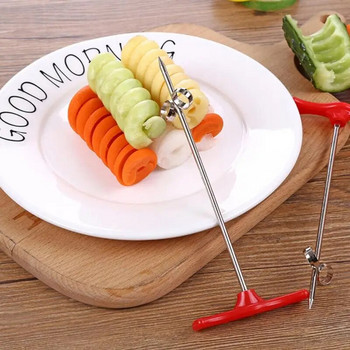 Спирален нож за зеленчуци за картофи, моркови, краставици, спирализатор от стоманена тел, въртяща се машина, винтова машина, резачка, кухненски инструменти за резба