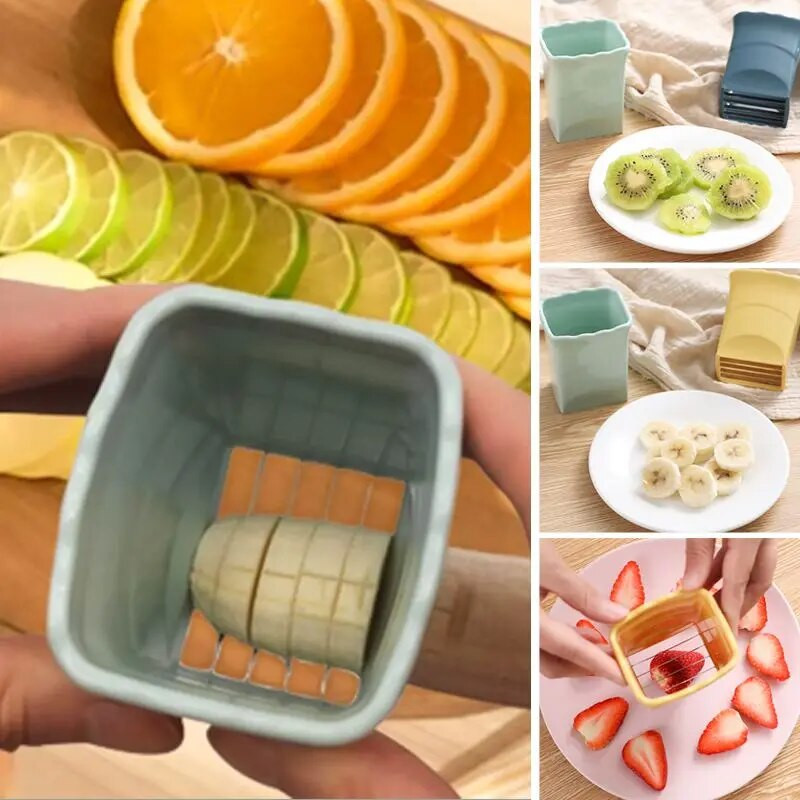 Pousbo® csésze szeletelő burgonya hasábburgonya vágó szerszám szeletelő gyümölcs eper szőlő zöldség aprító csésze puha konyhai Gad