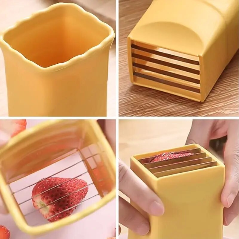 Pousbo® csésze szeletelő burgonya hasábburgonya vágó szerszám szeletelő gyümölcs eper szőlő zöldség aprító csésze puha konyhai Gad