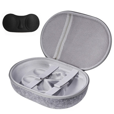 Veltinio nešiojimo dėklo krepšys, apsaugantis nuo įbrėžimų, apimantis Len dangčio kietą apvalkalą su tinklelio kišenės pertvara, skirta Meta Quest 3 VR priedams