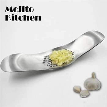 Εργαλείο κουζίνας Καμπύλη πρέσα σκόρδου από ανοξείδωτο ατσάλι πολλαπλών λειτουργιών Εγχειρίδιο Garlic Creative Cloves Εργαλείο πρέσας σκόρδου κουζίνας