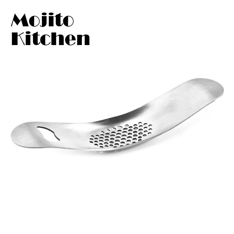 Konyhai eszköz Íves fokhagymaprés, rozsdamentes acél, többfunkciós kézi fokhagyma kreatív gerezd Konyhai fokhagymaprés eszköz