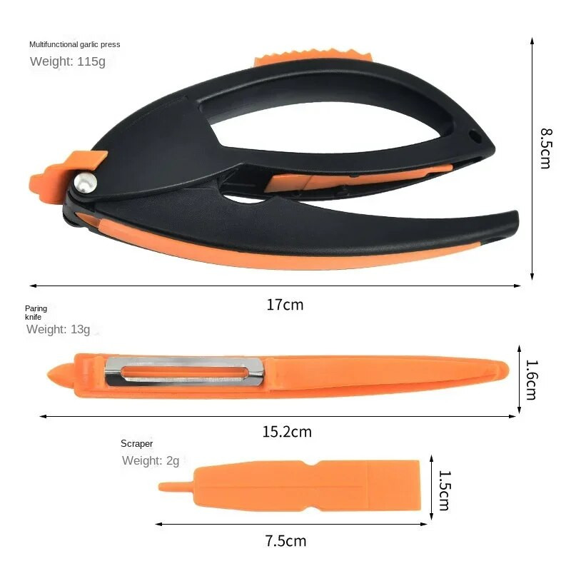 Višenamjenska sjeckalica za češnjak Nož za ljuštenje voća Ručna preša za češnjak Ribelica za luk Gnječilica za đumbir Cjedilo Kuhinjski alati za meso